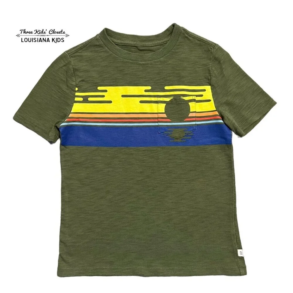 Gap Kids S Olive Sunset Pocket Tee Shirt